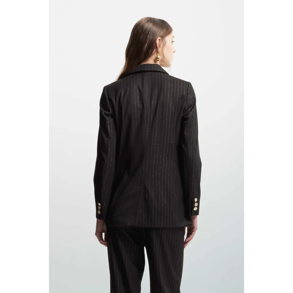 Kocca Gestreepte Elegante Damesjas Black Dames