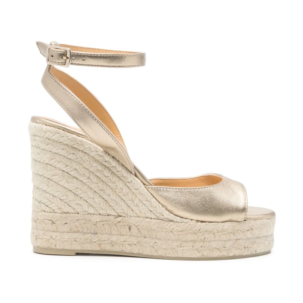 Castañer Women's Golden Wedge Sandals With Ankle Strap