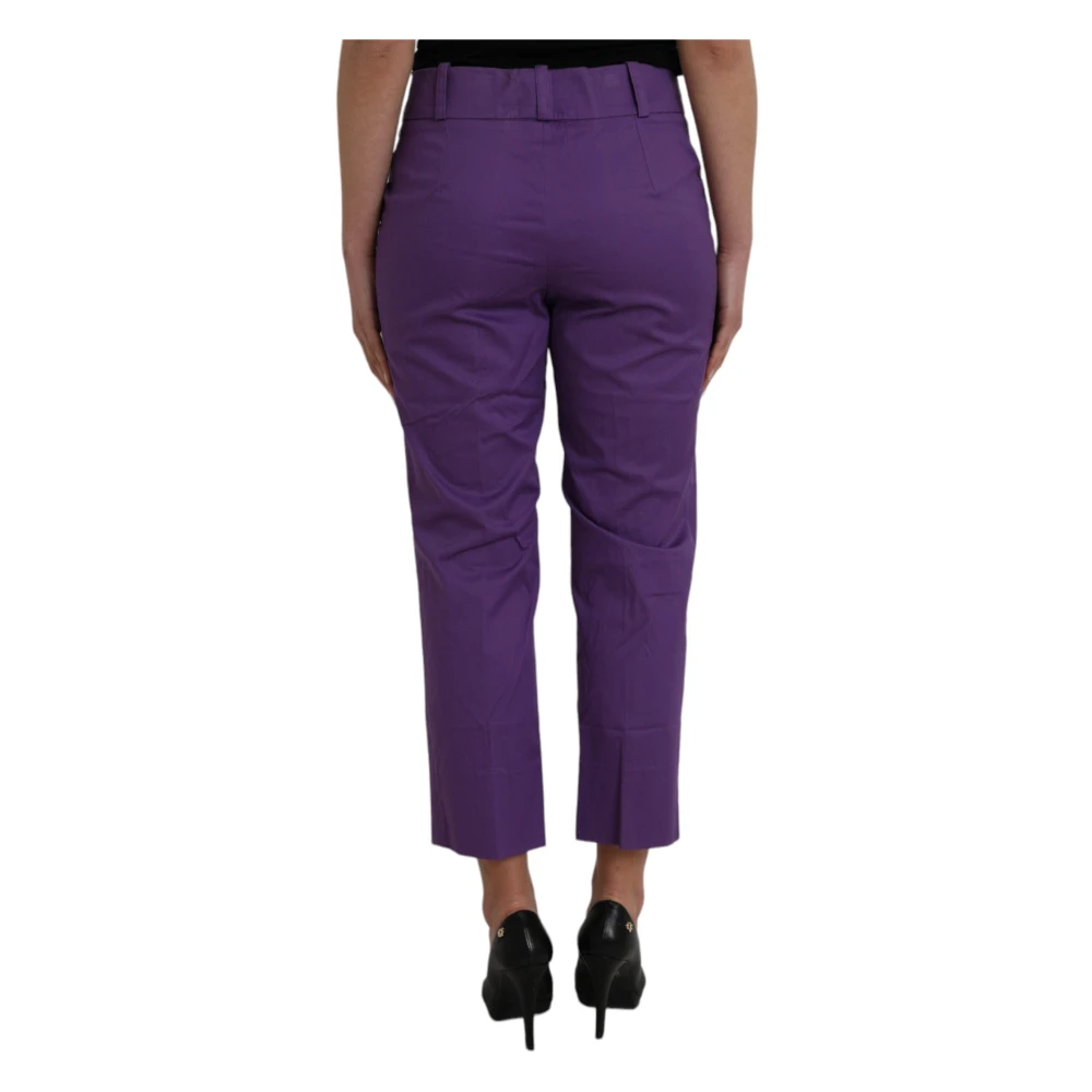 Bencivenga Lila Katoen Straight Cropped Broek Purple Dames