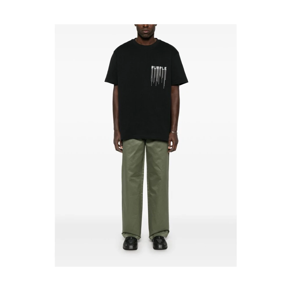 Purple Brand Zwart Crew Neck T-shirt Korte Mouwen Black Heren