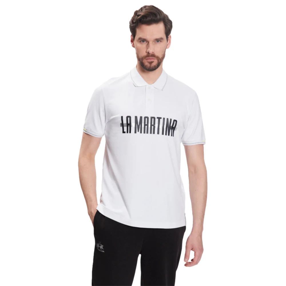 LA MARTINA Glitter Kraag Polo Jersey White Heren
