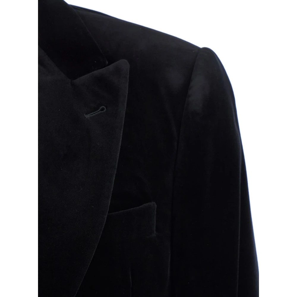 Emporio Armani Zwarte Fluwelen Shawl Revers Jas Black Heren