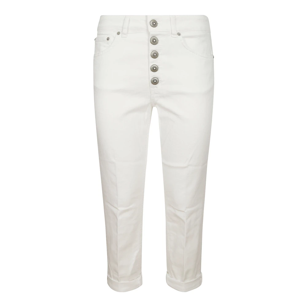 Dondup Wijde Katoenen Jeans Enkel Lengte White Dames