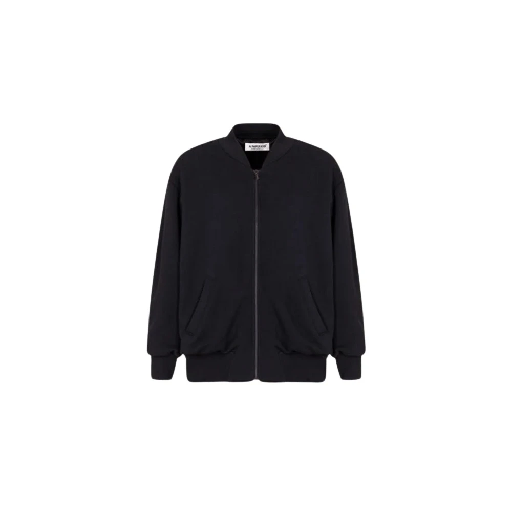 A Paper Kid Svart Fleece Bomber Cargo Jacka Black, Herr