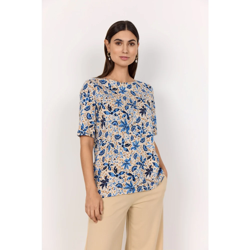 Soyaconcept Blauw Bloemenprint Shirt Blue Dames