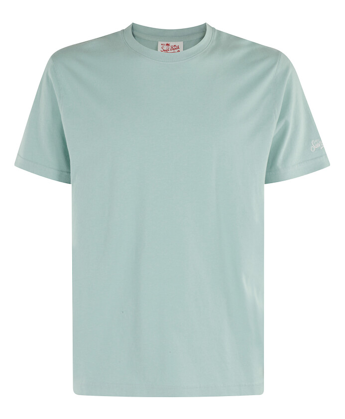 t-shirt-vert-a-col-rond-cotele-manches-courtes