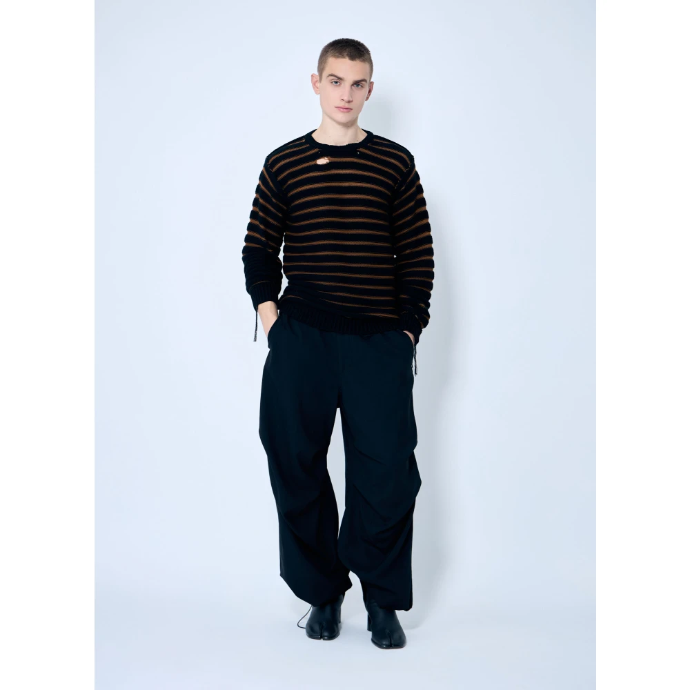 MM6 Maison Margiela Gestreepte trui met distressed effect Black Heren