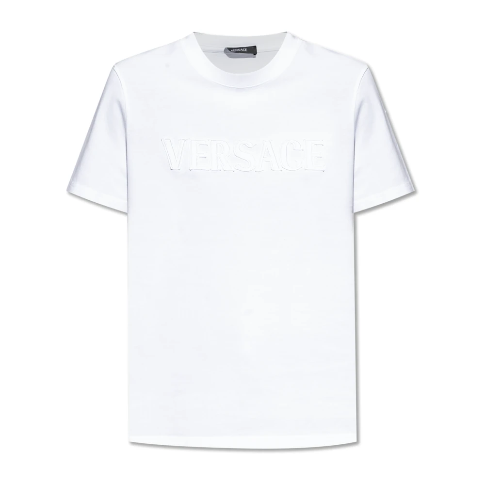 Versace T-shirt met geborduurd logo White Dames