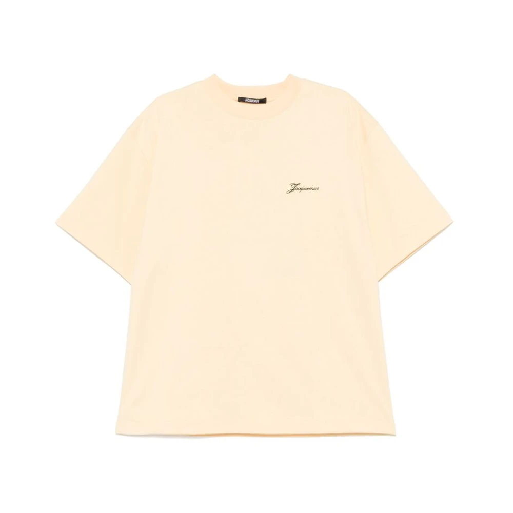 Jacquemus Geborduurd Logo Crew Neck T-shirt Yellow Heren