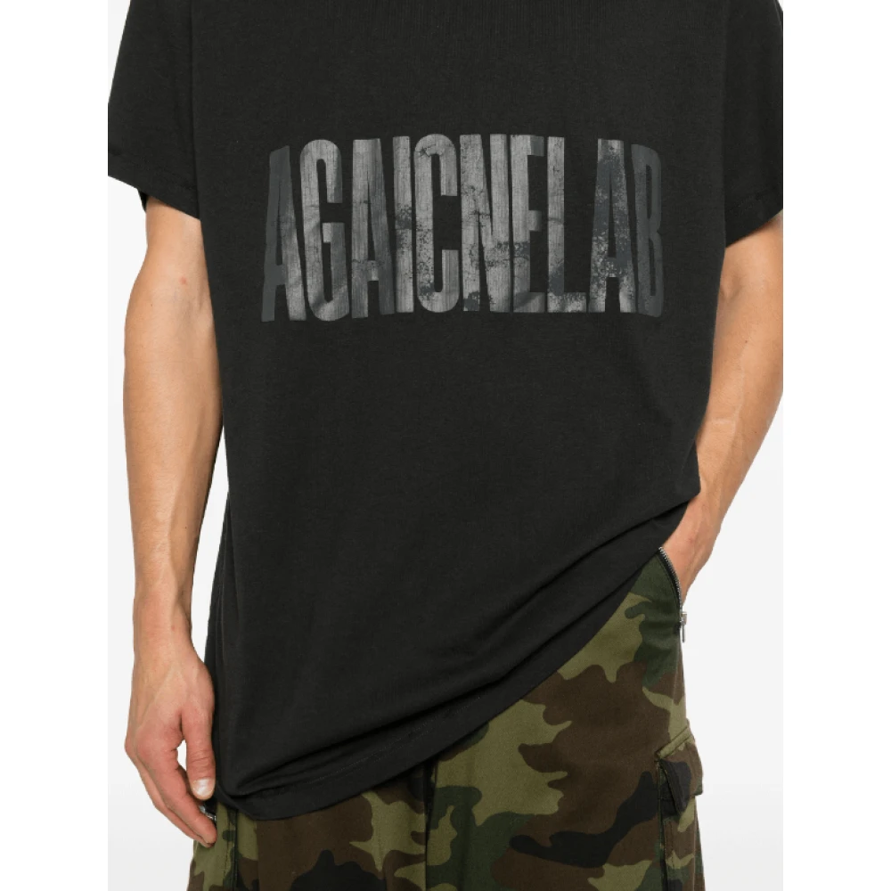 Balenciaga Zwarte Katoenen T-shirt met Logo Print Black Unisex