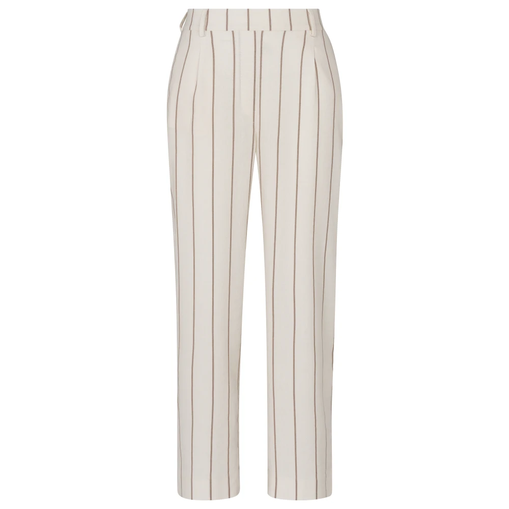 Bugatti Women's Beige Striped Linen Leisure Trousers