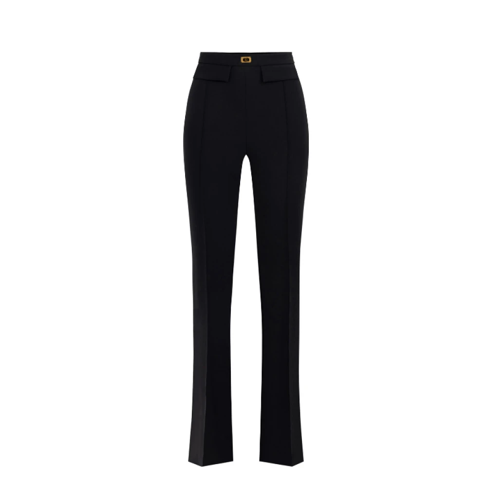 Elisabetta Franchi Zwarte Stretch Crêpe Slim Fit Broek Black Dames