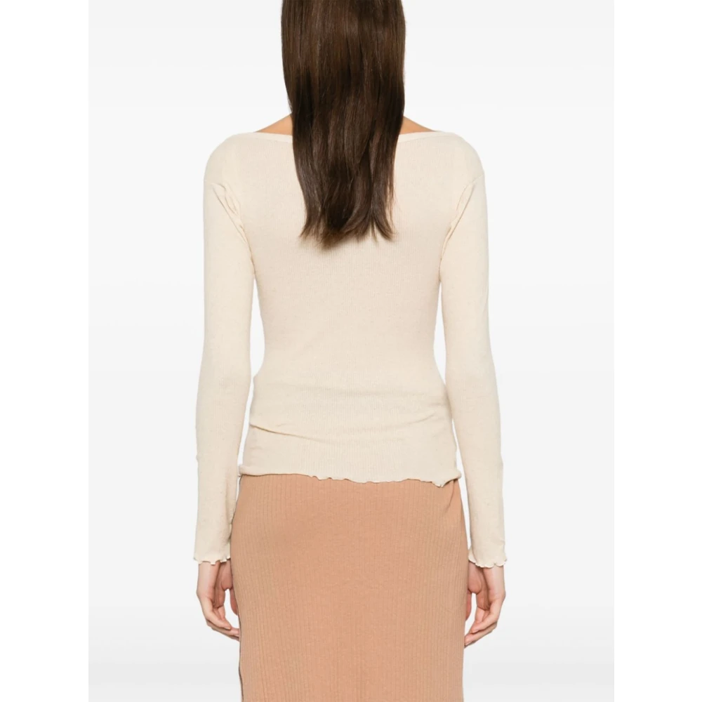 Baserange Beige Linnen Katoen SeaCell T-shirt Beige Dames