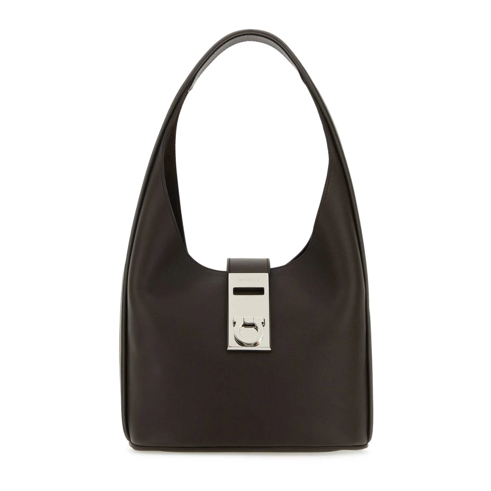 Salvatore Ferragamo Stijlvolle Bruin Leren Hobo Handtas Brown Dames