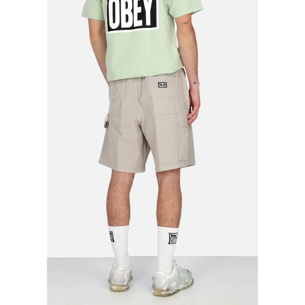 Obey Denim Carpenter Shorts Zilver Grijs Gray Heren