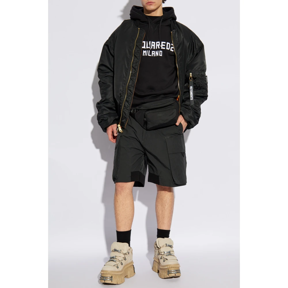 Dsquared2 Sweatshirt met logo en fluwelen afwerking Black Heren