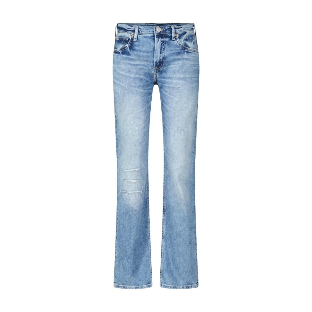 True Religion Avslappnad Straight-Fit Jeans med Använt Effekt Blue, Dam