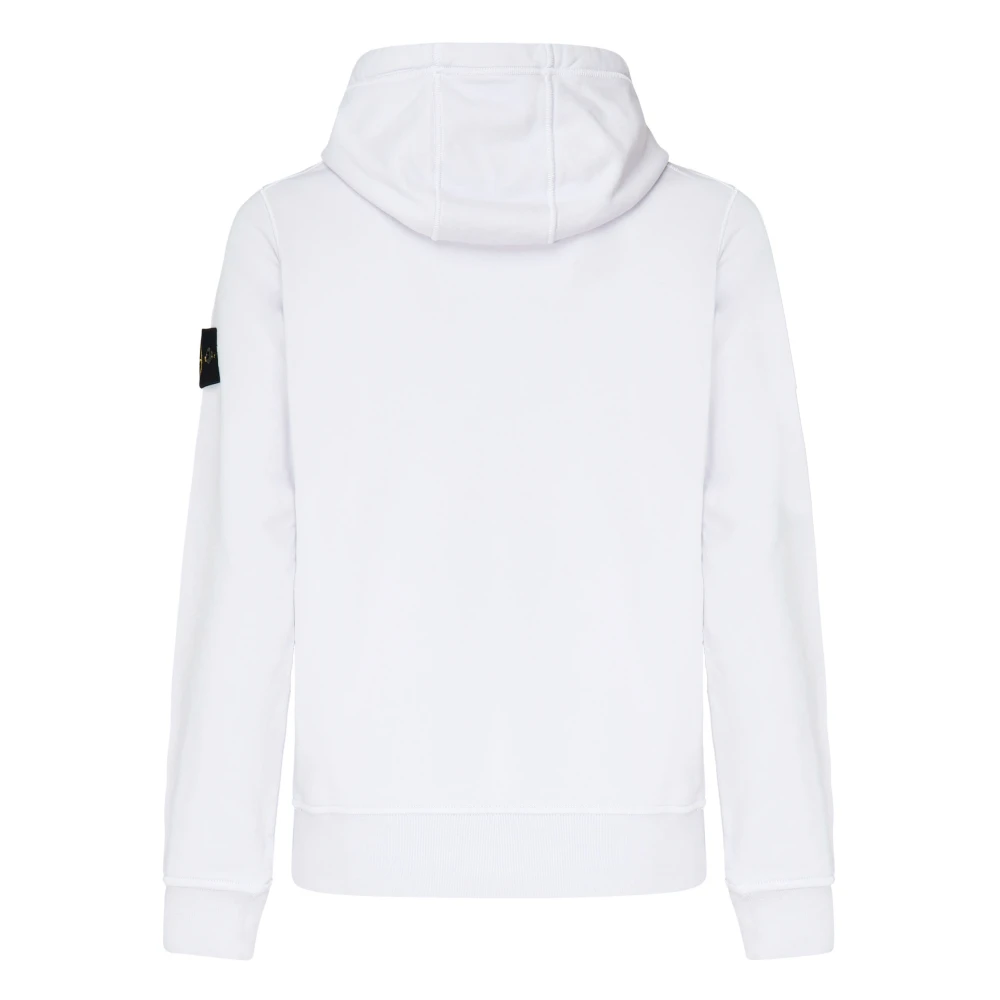 Stone Island Witte Trui met Capuchon en Zakken White Heren