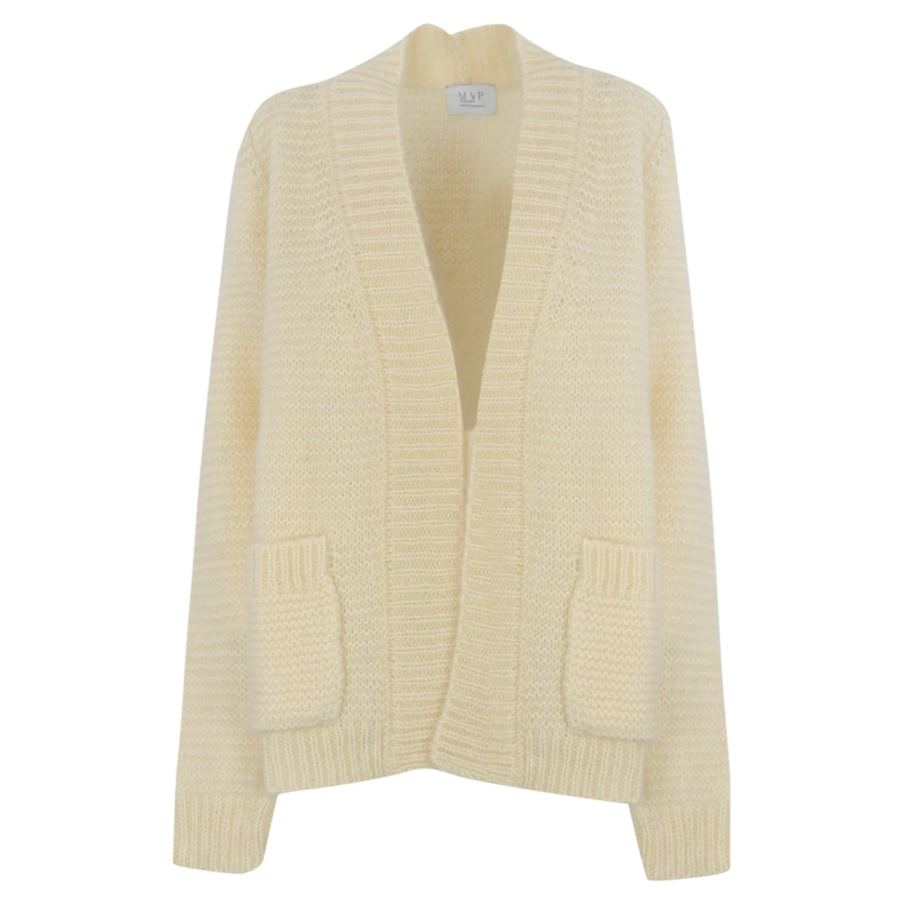 MVP wardrobe Gestreepte Mohair Vest Roomwit Beige Dames