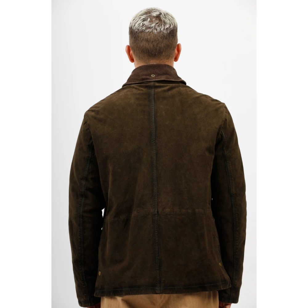 The Jack Leathers Suède Jachtjas met Fluweel Kraag Brown Heren
