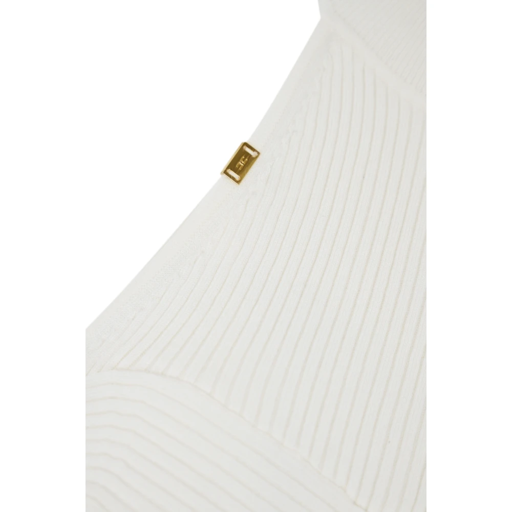 Elisabetta Franchi Hart Geribbelde Mouwloze Jurk Ivoor Beige Dames