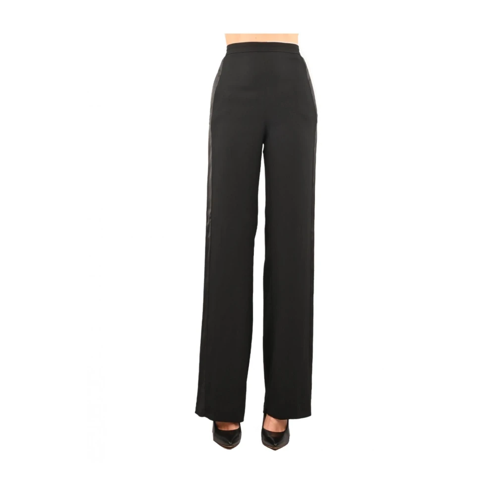 Pennyblack Hoge Taille Palazzo Broek met Satijnen Afwerking Black Dames