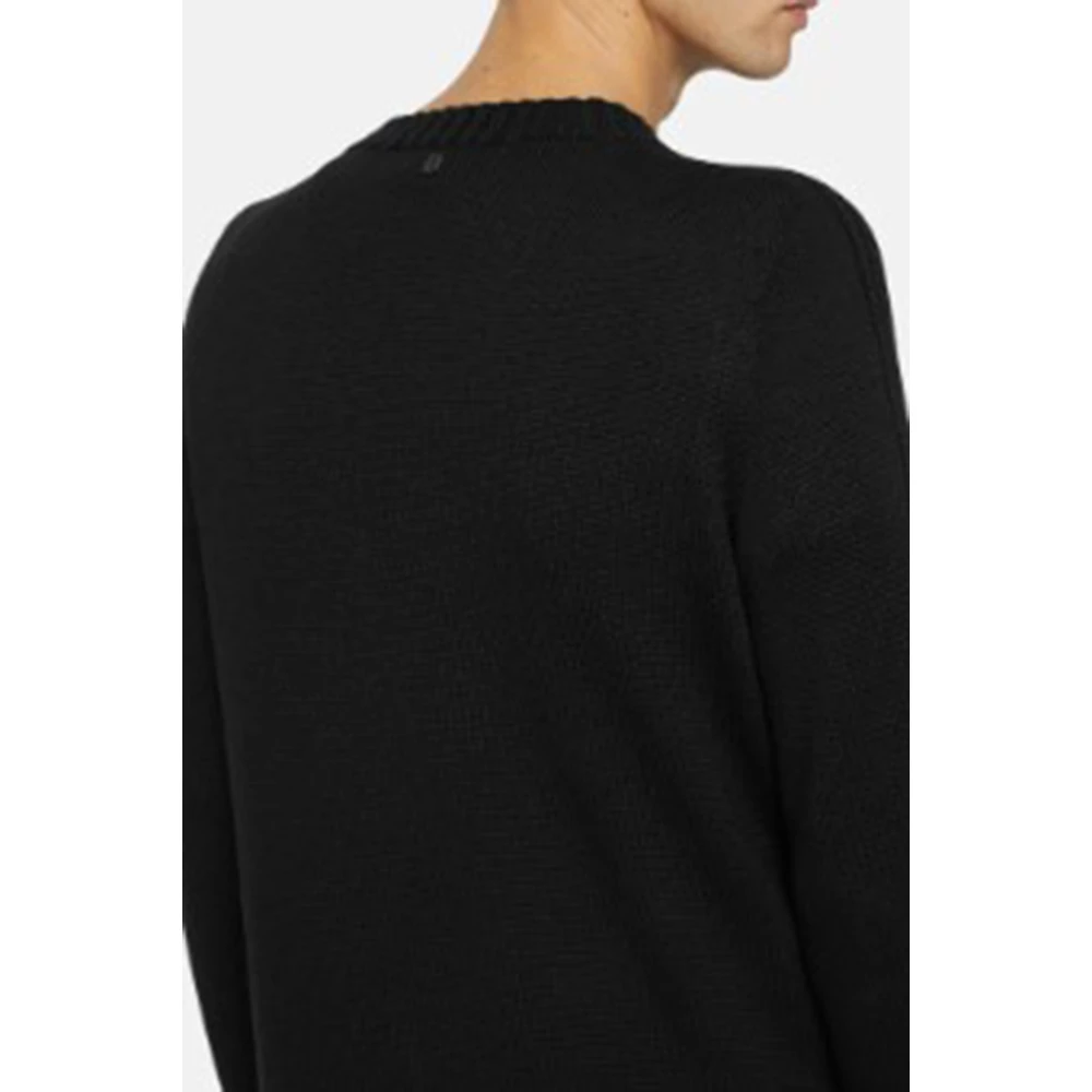 Dondup Zwarte wollen trui met ronde hals Black Heren