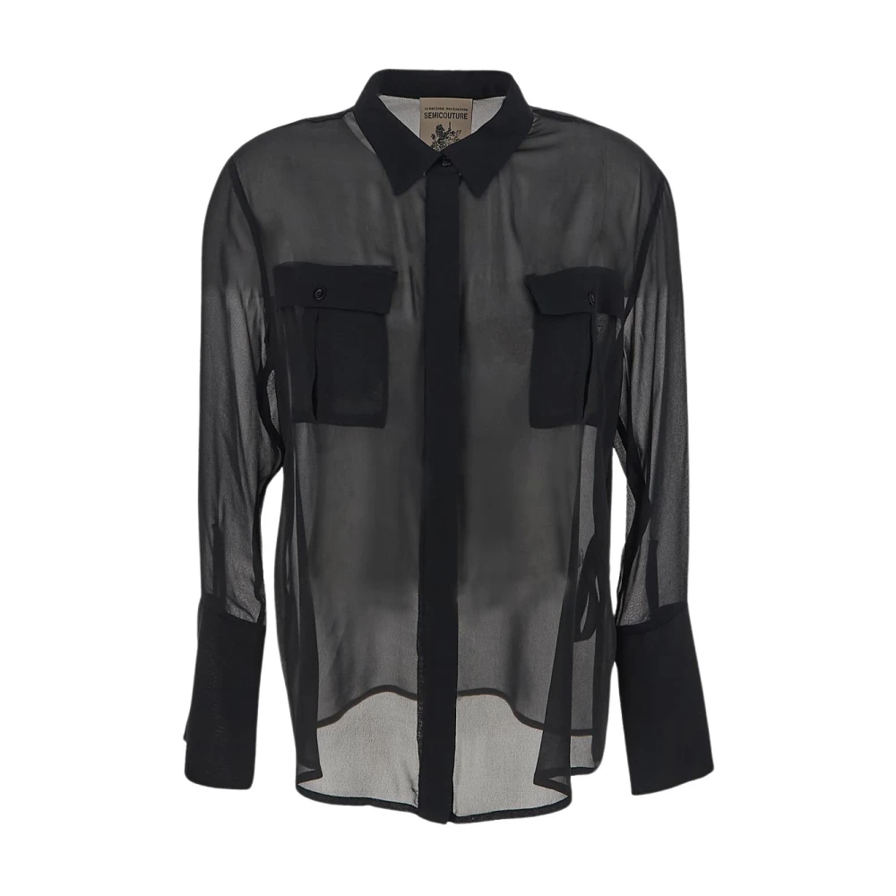 Semicouture Georgette Shirt Elegant en Stijlvol Black Dames
