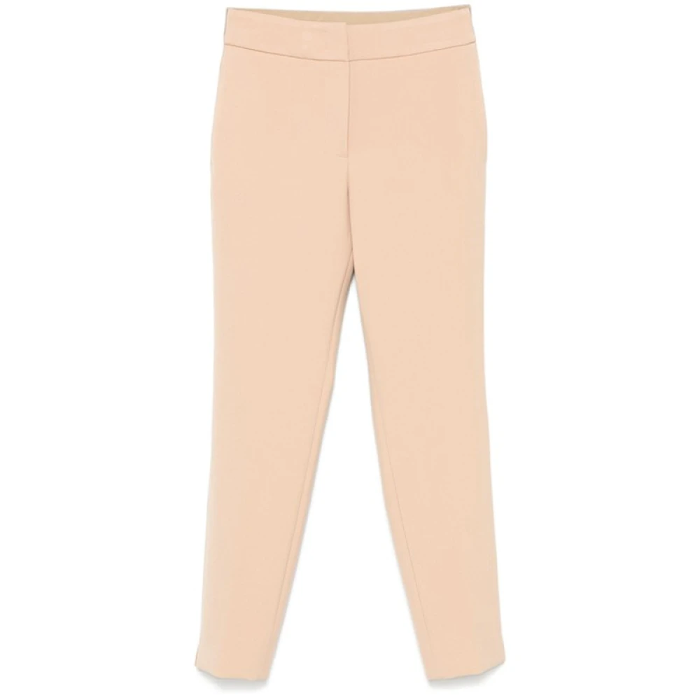 PESERICO Beige Slim Fit Broek met Elastische Tailleband Beige Dames