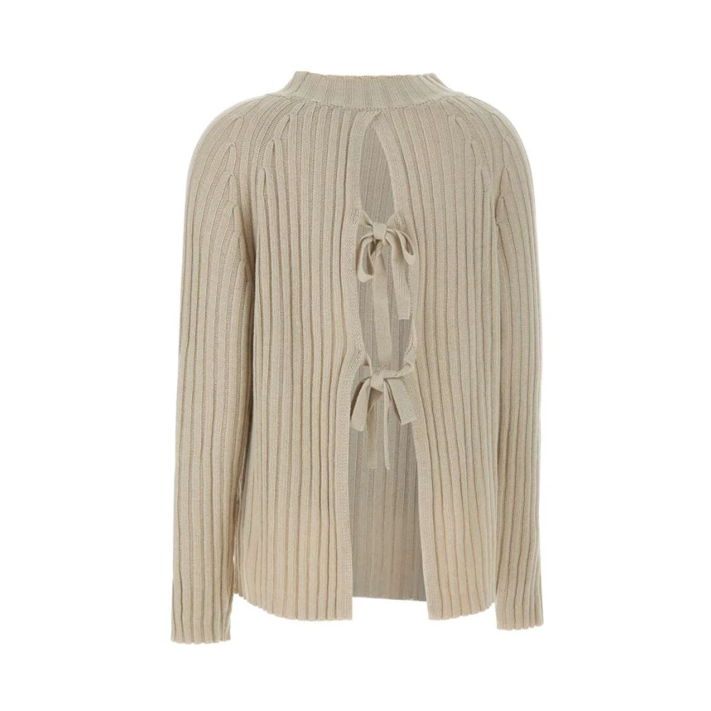 Kaos Beige Wol Kasjmier Trui met Open Rug Beige Dames