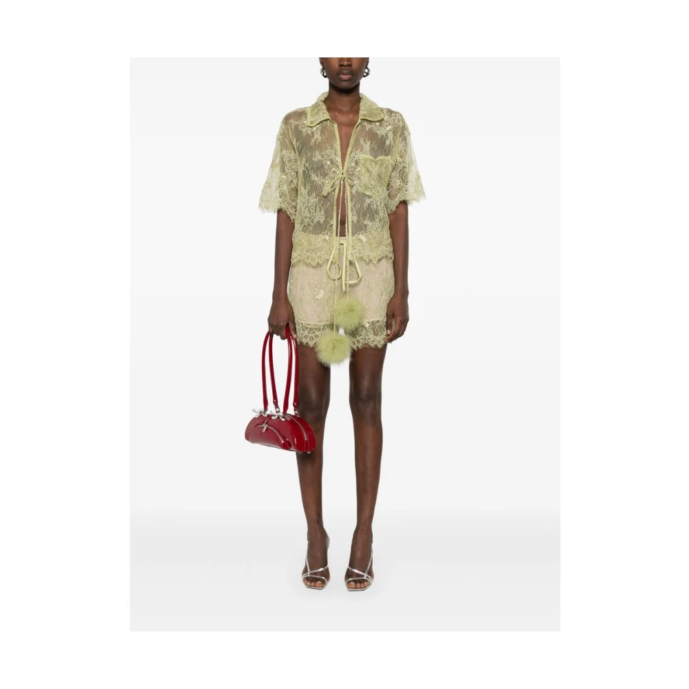 Blumarine Groene shorts met elastische trekkoord en geschulpte zoom Green Dames