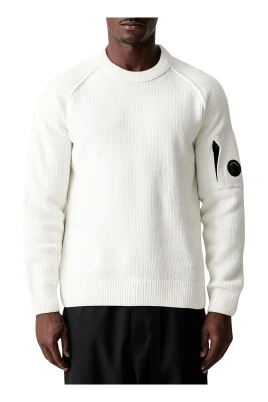 Chenille Cotton Crewneck Lens Sweater
