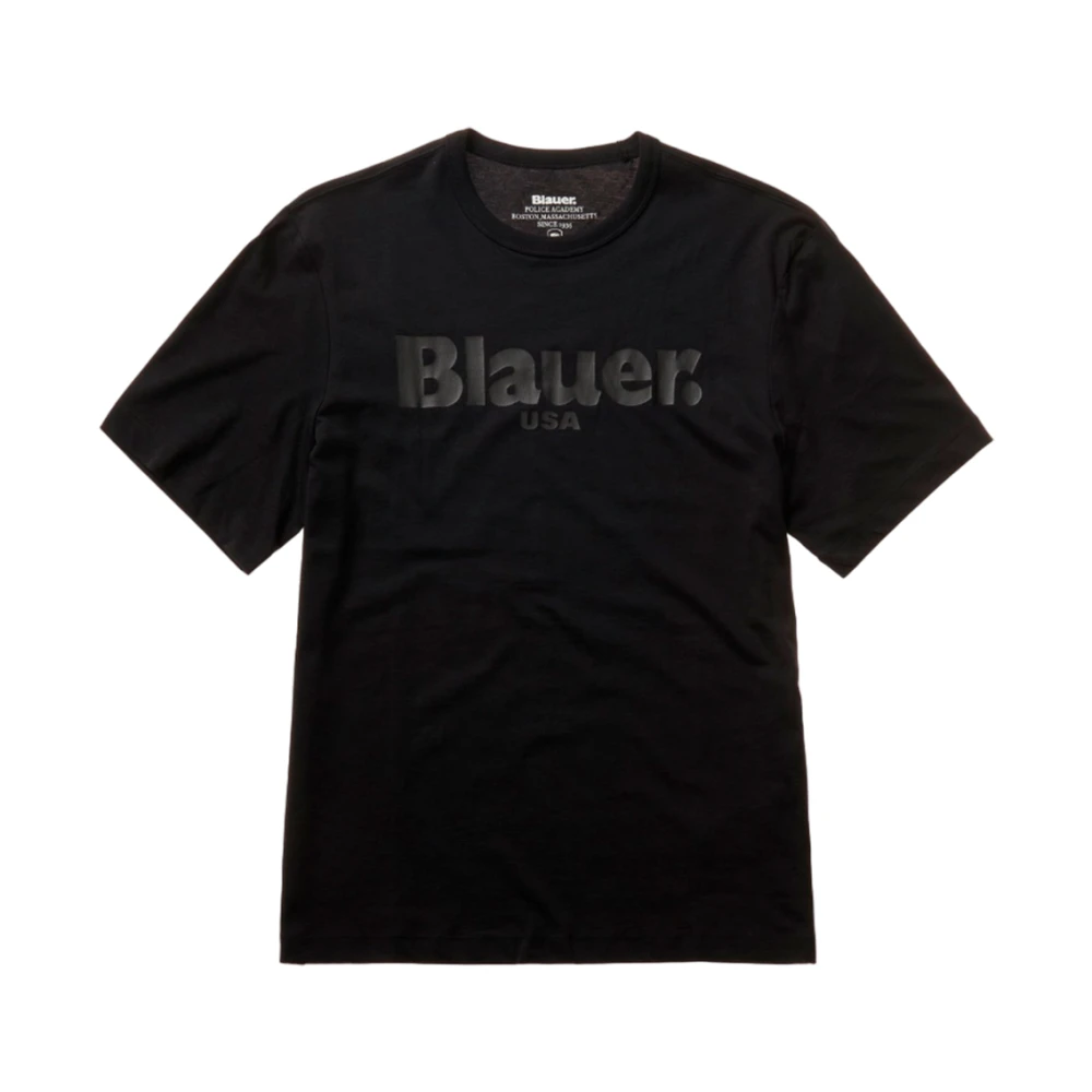 Blauer Klassiek Katoenen Jersey T-Shirt Black Heren