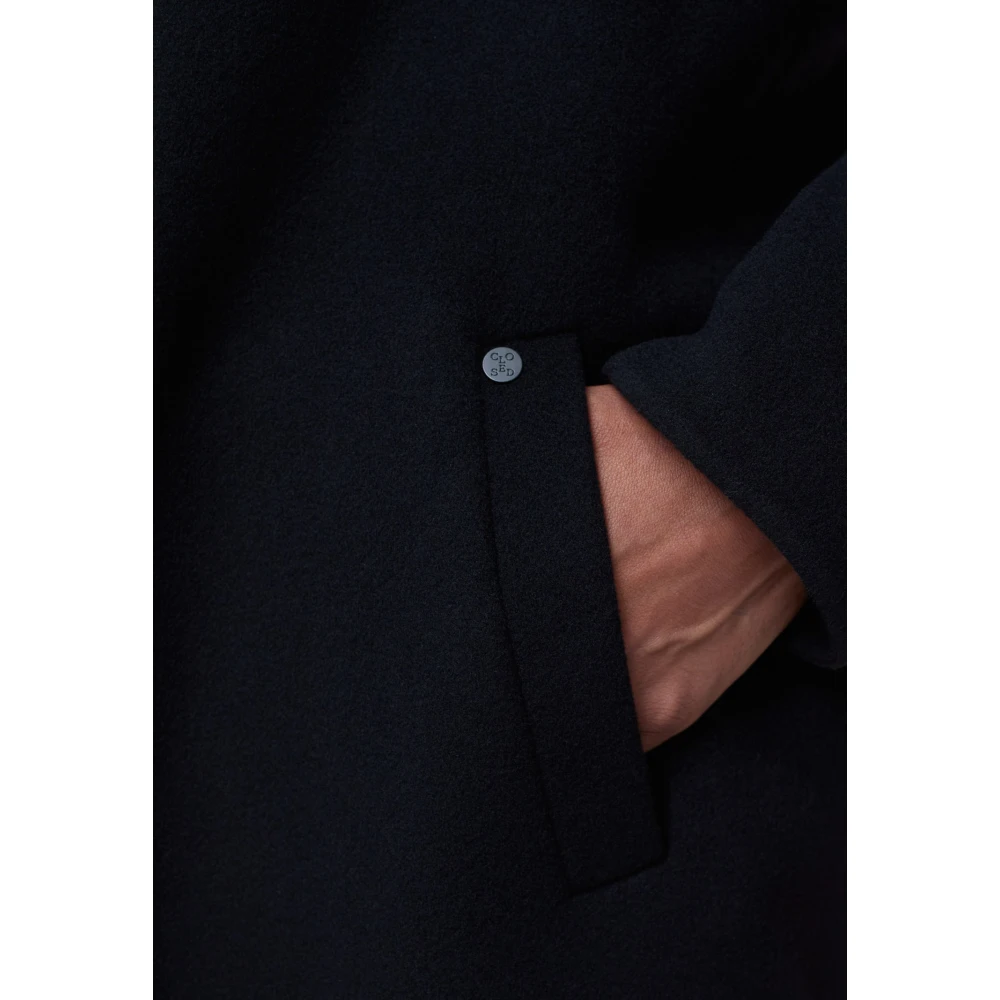 closed Jas van dubbele stof met riem en zijzakken Black Dames