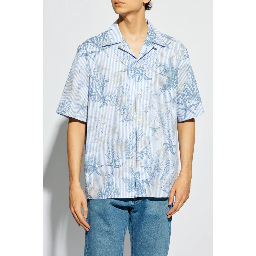 Versace Shirt met Barocco Sea print Blue Heren