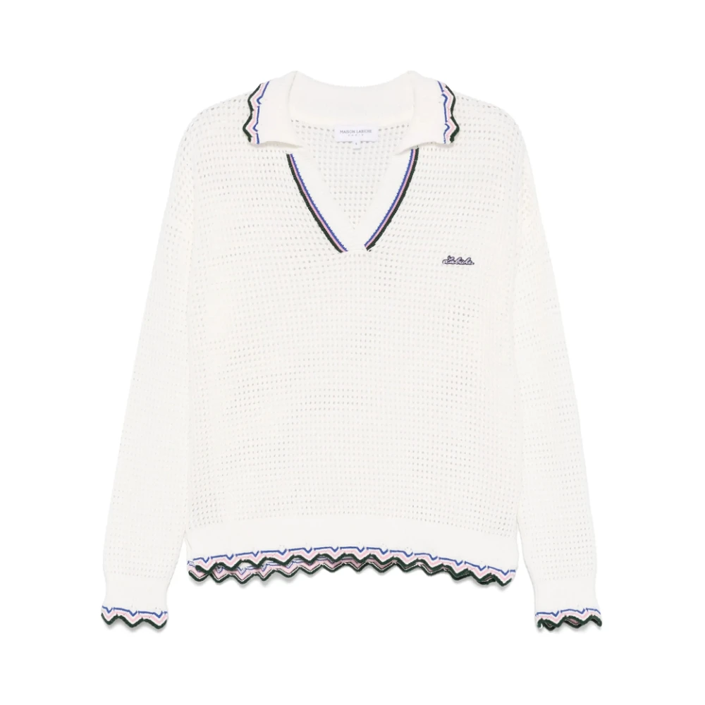 Maison Labiche Witte Logo Patch Trui White Dames
