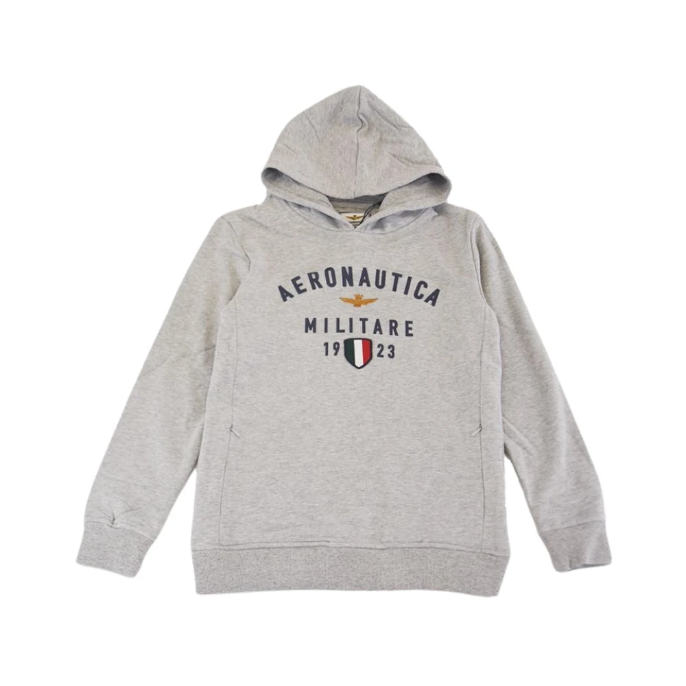 Aeronautica Militare AM Hoodie med Tryck och Brodyr Gray, Pojke