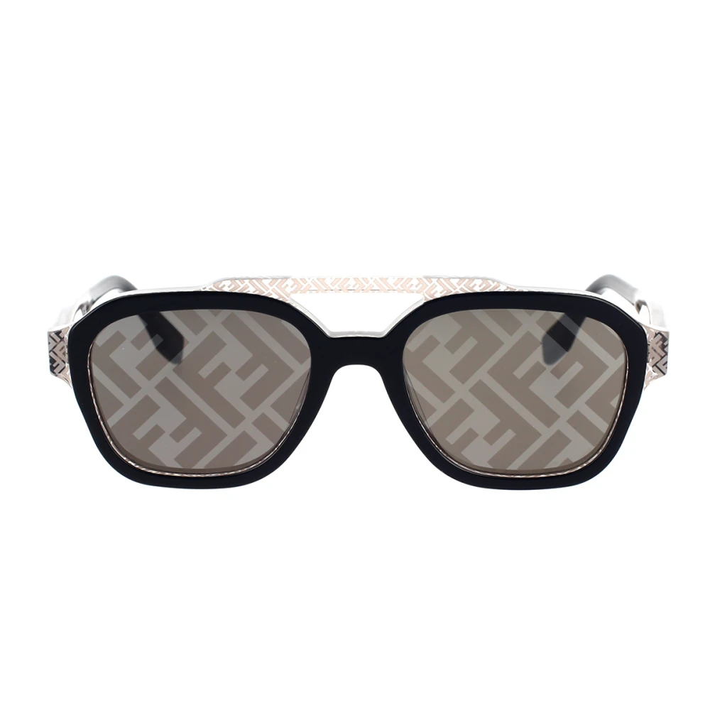 Fendi Glamorösa geometriska solglasögon med silverlinser Black, Dam