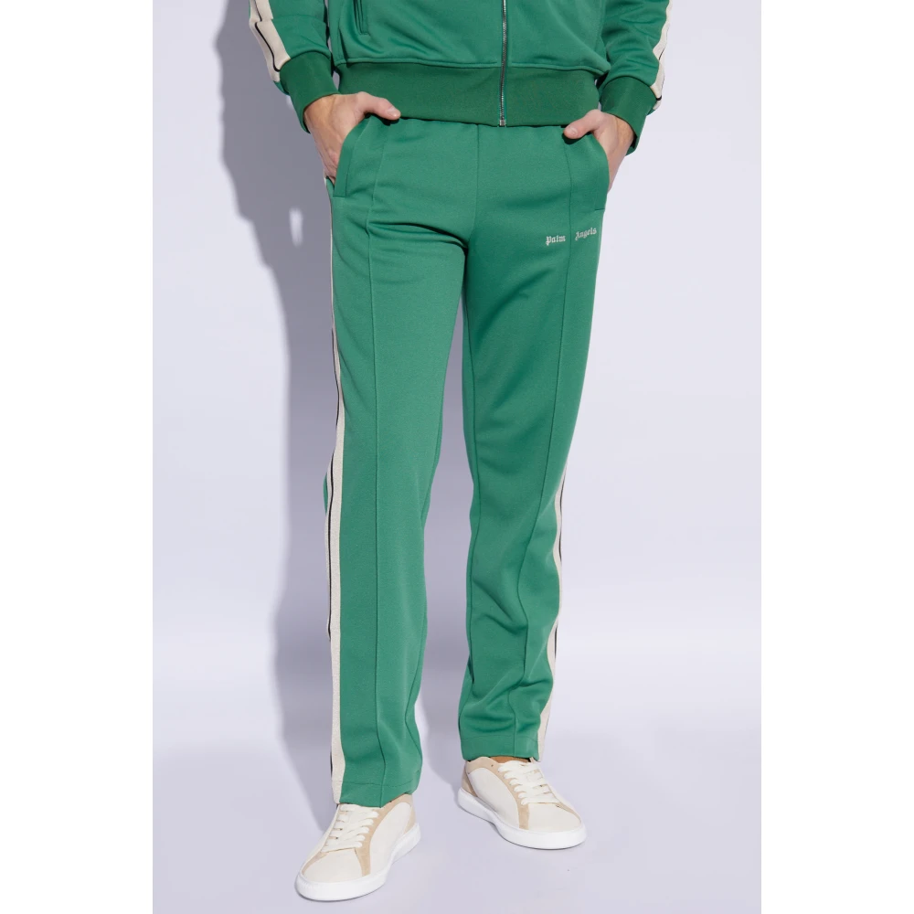 Palm Angels Sweatpants met geborduurd logo Green Heren