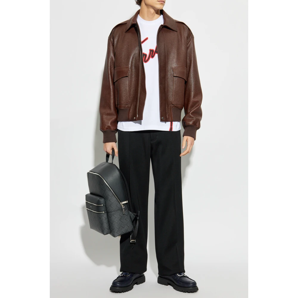 Salvatore Ferragamo Leren jas Brown Heren