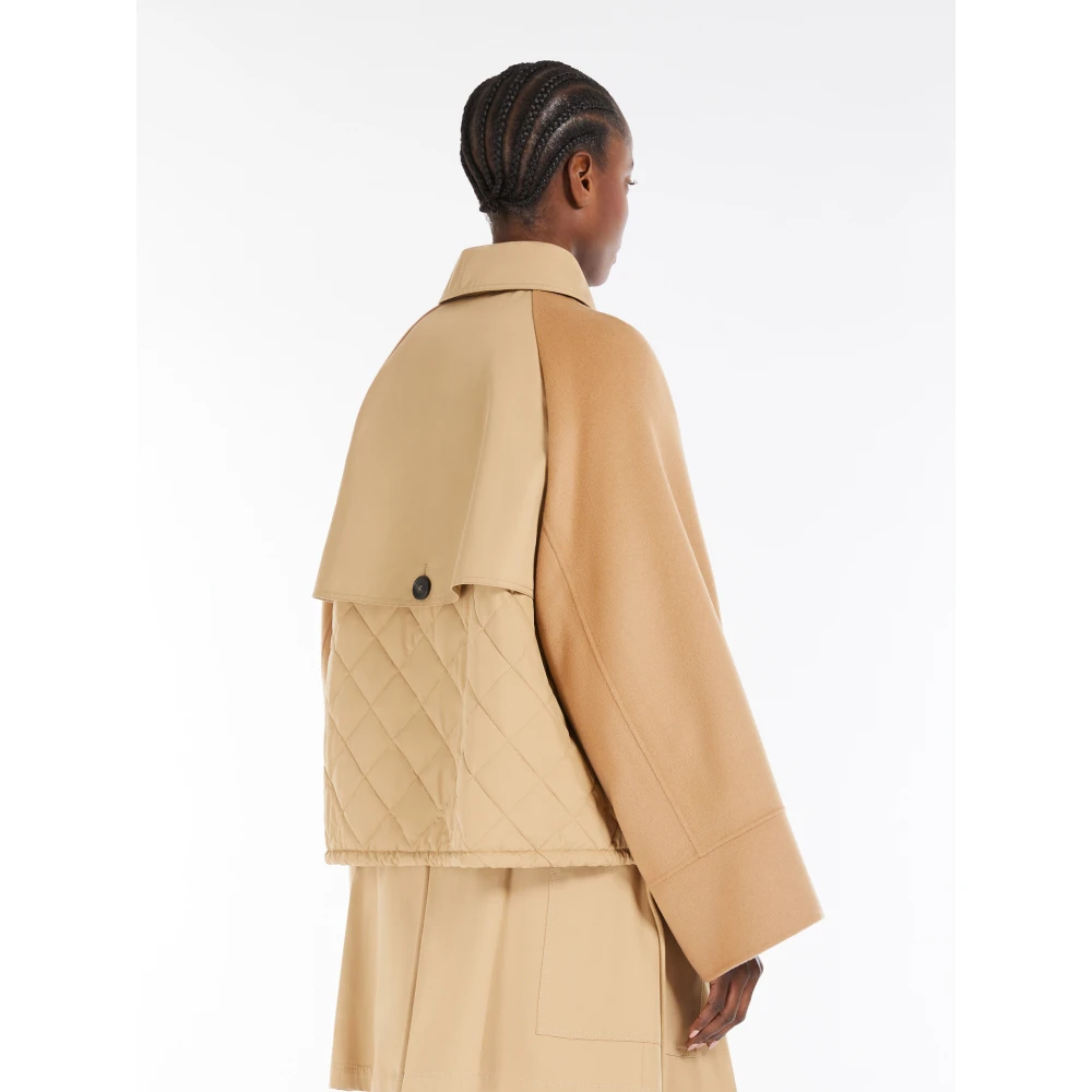 Max Mara Weekend Dubbelrijige trenchcoat in waterafstotende gabardine Beige Dames