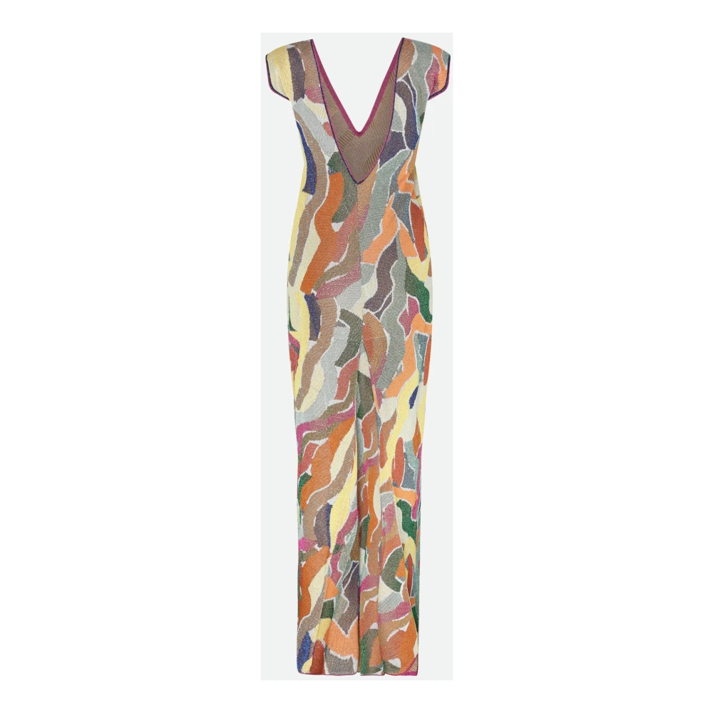 Circus Hotel Kleurrijke Print Midi Jurk met V-hals Multicolor Dames