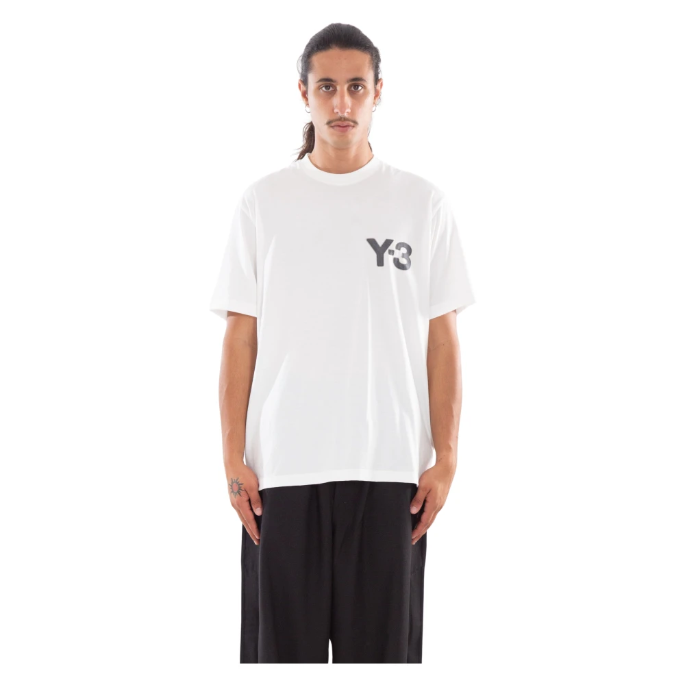 Y-3 Krijtwit Faded Logo Tee White Heren