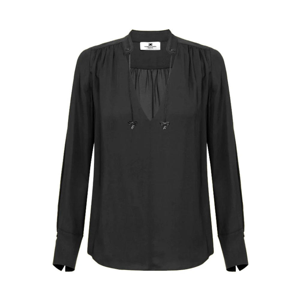 Elisabetta Franchi Zwarte Georgette Viscose Shirt Black Dames