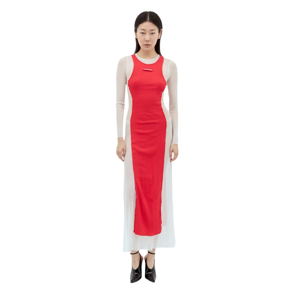 Jean Paul Gaultier Women's Red Panel Construction Maxi Dress
