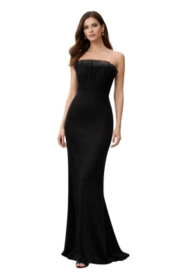 Long Plissé Bustier Gown