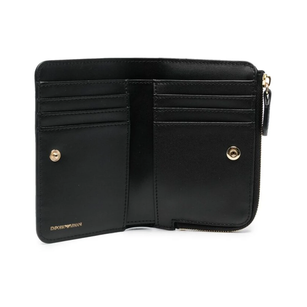 Emporio Armani Gegraveerde Logo Leren Kaarthouder Black Dames