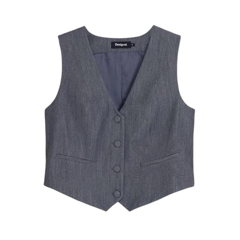 Desigual Elegant Höst/Vinter Vest Kollektion Gray, Dam