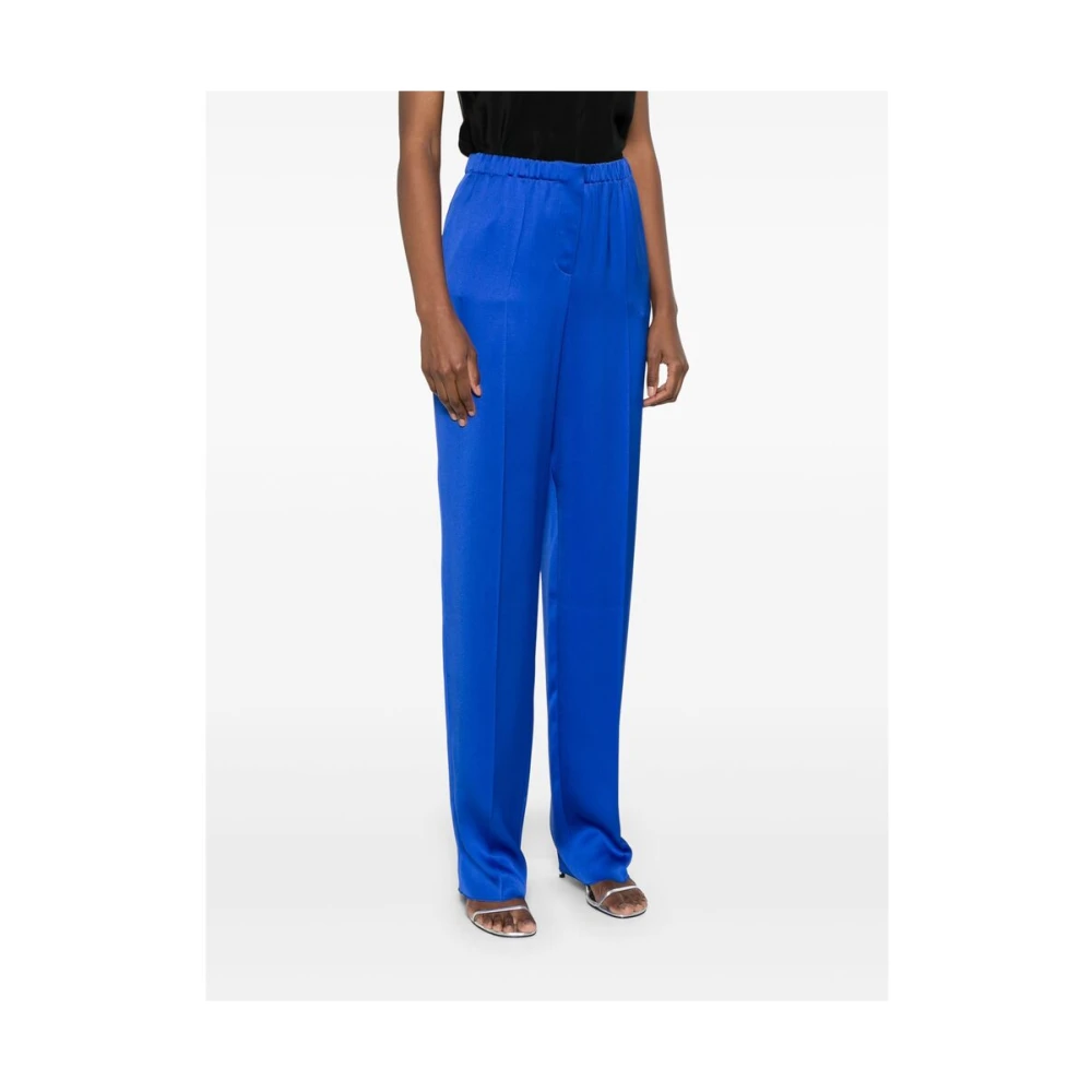 Giorgio Armani Koningsblauwe Zijden Satijnen Broek Blue Dames