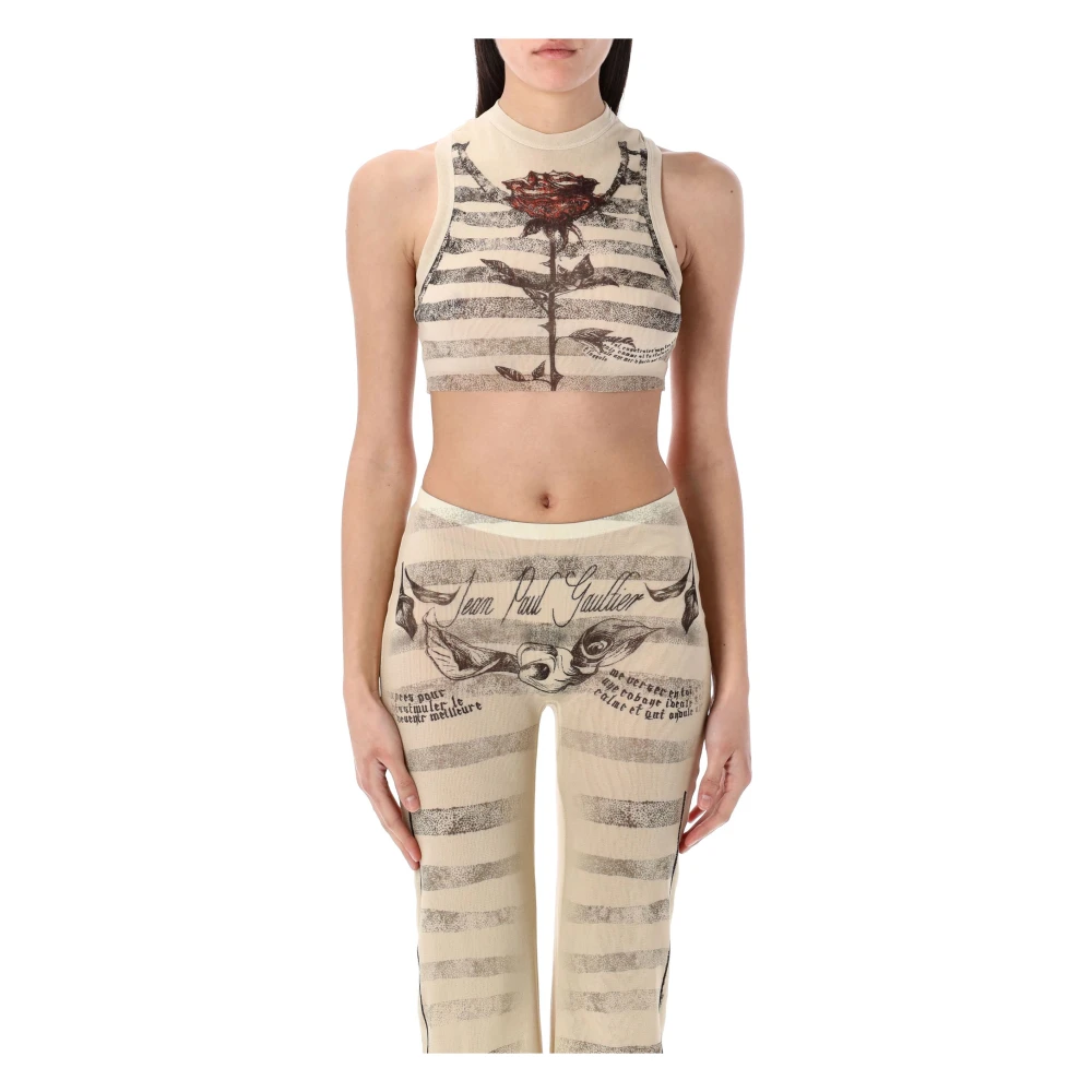 Jean Paul Gaultier Mesh Tattoo Mariner Cropped Top Multicolor Dames